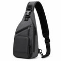 Borsa a tracolla 18 x 8 x 32 cm in tessuto sintetico grigio e nero con tasche multiple per uso quotidiano