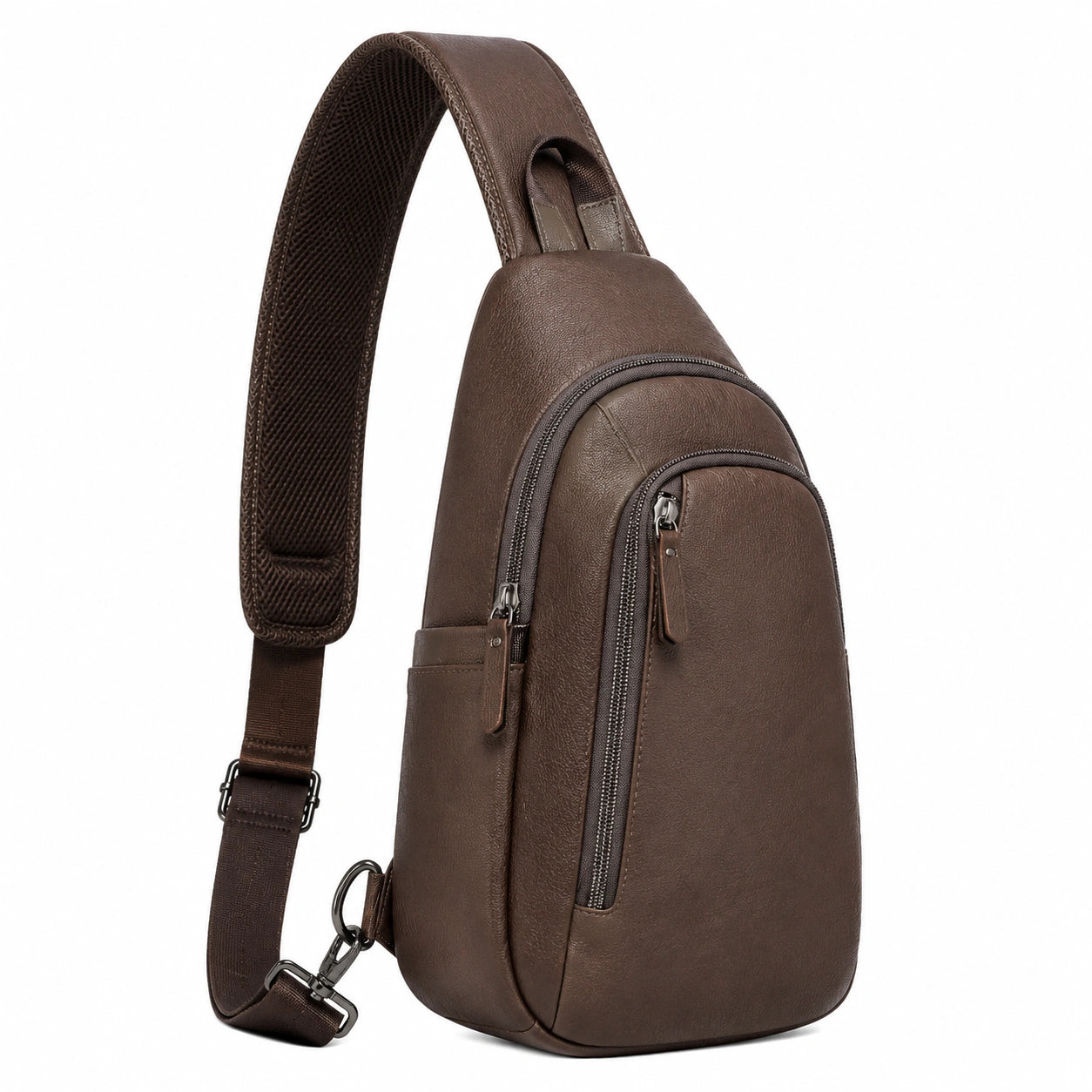Borsa monospalla 18 x 8 x 32 cm in pelle sintetica marrone con tracolla regolabile