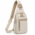 Borsa a tracolla 18 x 8 x 32 cm beige in tessuto sintetico con tasche e tracolla regolabile