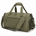 Borsone da viaggio 48×25×28 cm in tessuto sintetico verde oliva con tasche e tracolla regolabile