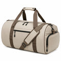 Borsone da viaggio 50×25×28 cm in similpelle beige con tracolla e tasche