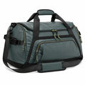 Borsone da viaggio 50 x 25 x 28 cm in tessuto sintetico verde scuro e nero con tracolla regolabile stile sportivo