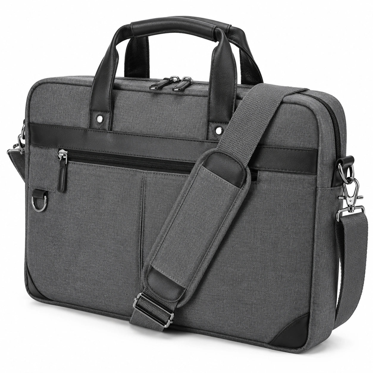 Borsa portadocumenti 42 x 10 x 31 cm grigio scuro e nero in tessuto con tracolla regolabile per lavoro