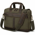 Borsa portadocumenti 42x12x32 cm in tessuto verde oliva e finiture marrone - tracolla regolabile