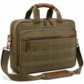 Borsa portadocumenti 42 x 12 x 32 cm in tela verde oliva con tracolla per laptop stile utility