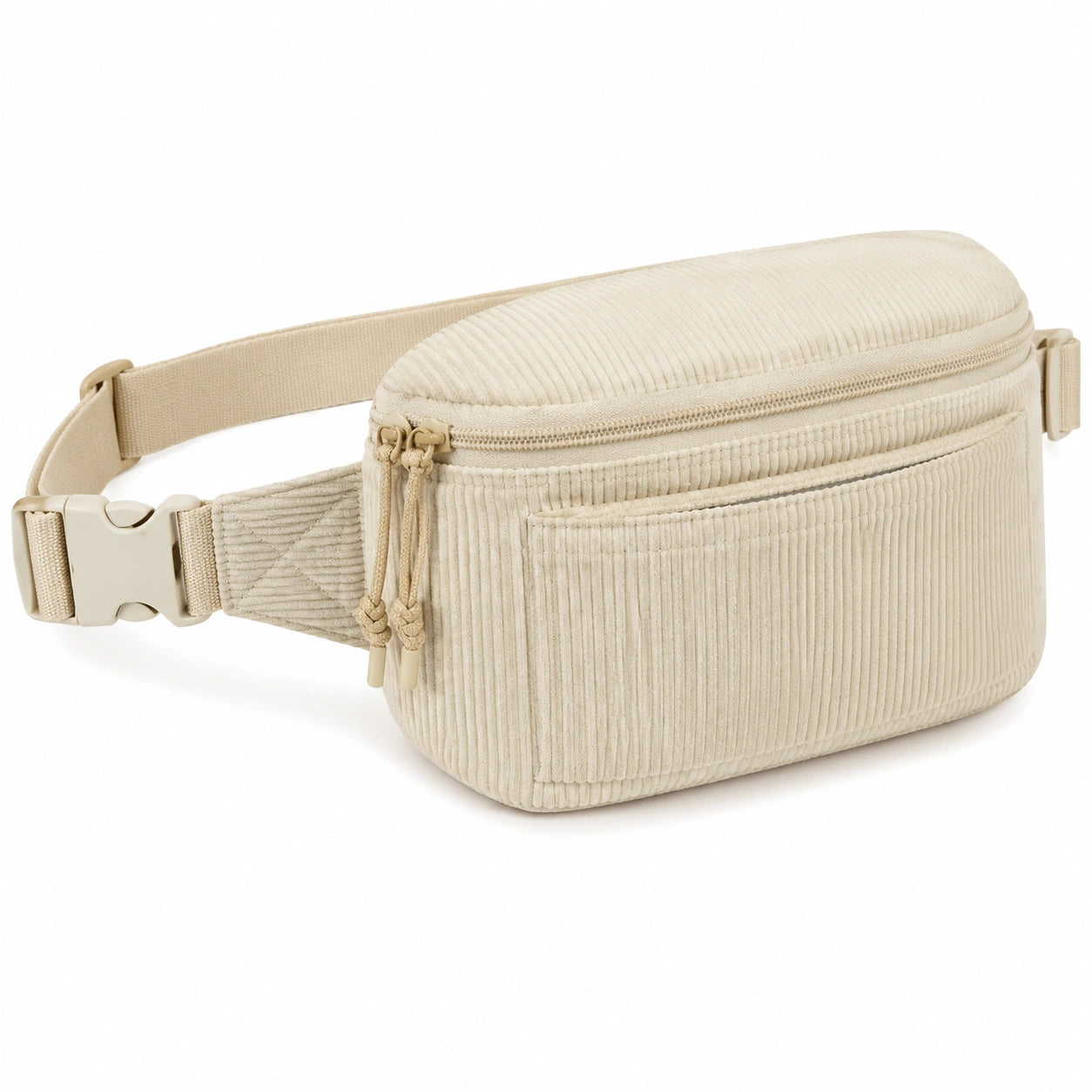 Marsupio 24 x 7 x 14 cm in velluto a coste beige con cintura regolabile