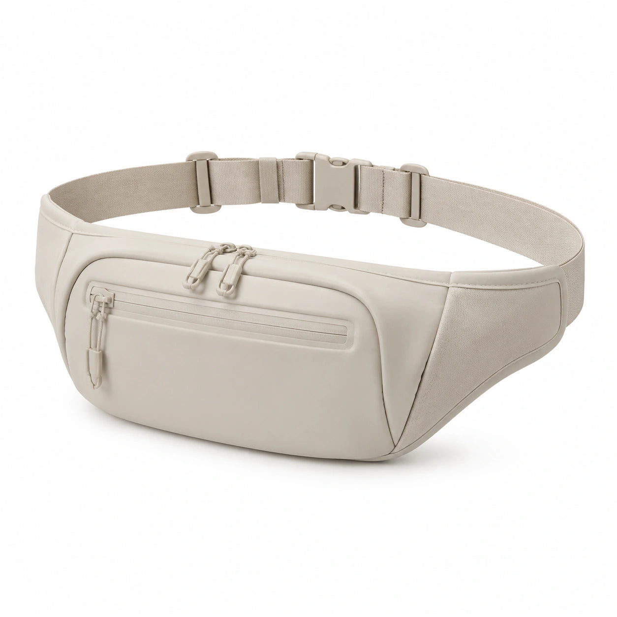 Marsupio 28×7×15 cm beige in materiale sintetico con cintura regolabile e tasche con zip