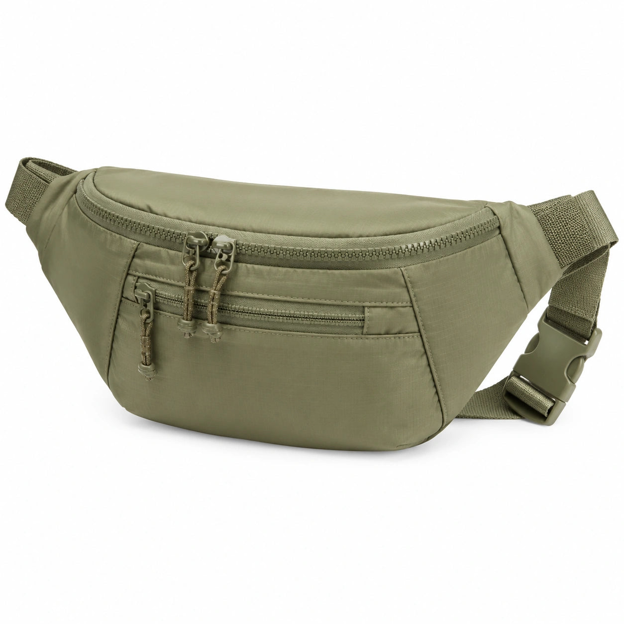 Marsupio 35 x 8 x 16 cm in tessuto sintetico verde oliva con tasche zip regolabile