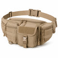 Marsupio tattico 28 x 12 x 18 cm in poliestere beige con tasche multiple e cintura regolabile