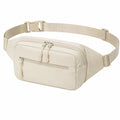 Marsupio 30 × 8 × 15 cm in tessuto sintetico crema con cintura regolabile e tasche con zip