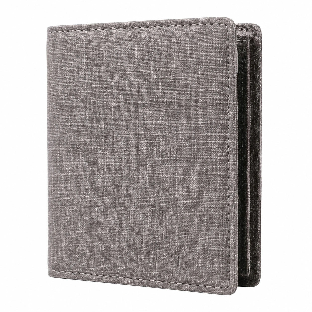 Portafoglio pieghevole 12 x 9.5 cm in tessuto grigio per uso quotidiano