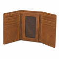 Portafoglio bifold 12 × 9.5 × 2 cm effetto pelle marrone con portacarte