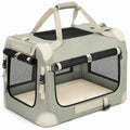Trasportino per animali 50 x 35 x 35 cm in tessuto verde salvia con rete pieghevole