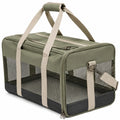 Trasportino per animali 50 x 30 x 30 cm in tessuto verde con rete e tracolla