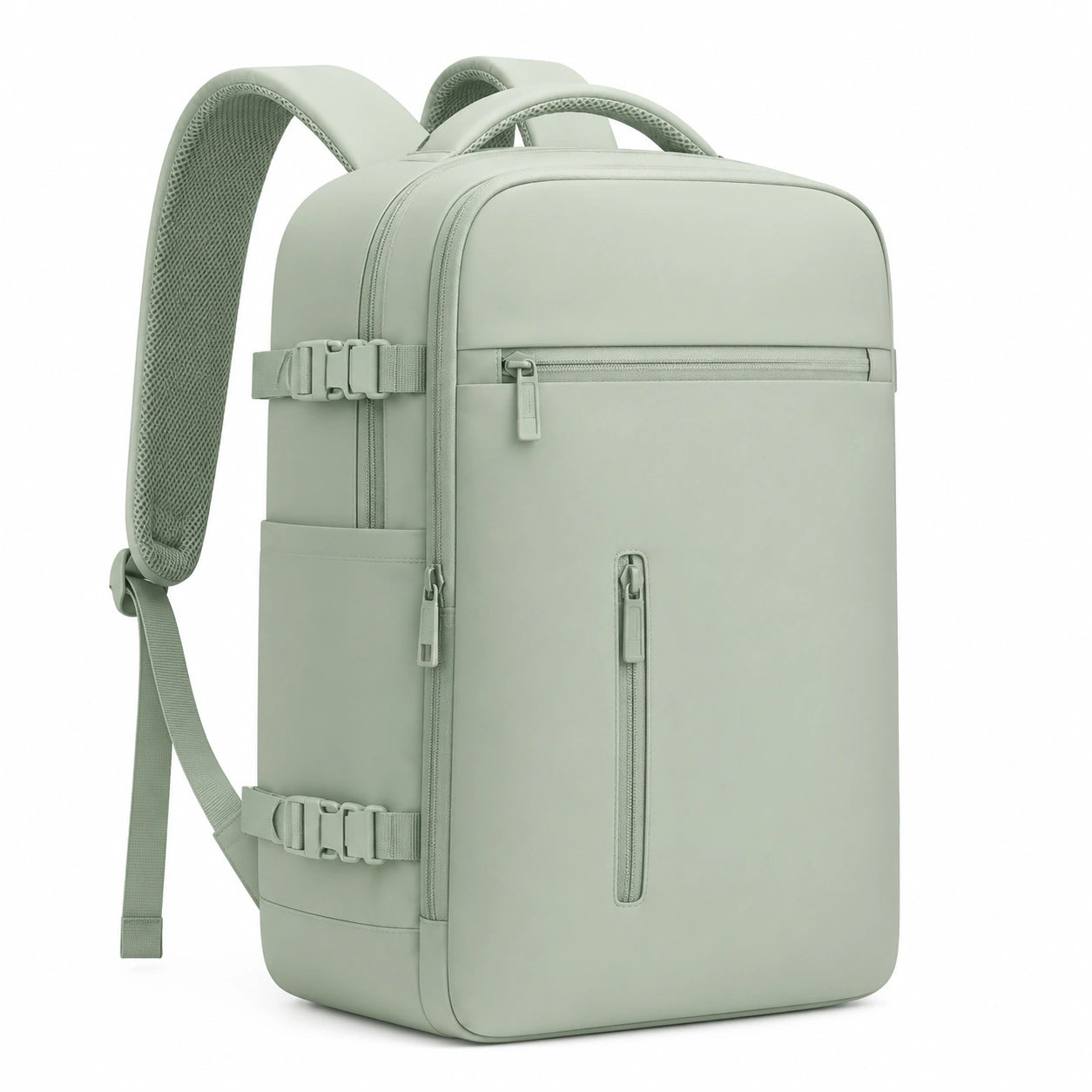 Zaino 32 x 18 x 46 cm in tessuto sintetico verde salvia con tasche zip e spallacci imbottiti