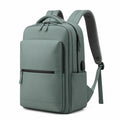 Zaino porta laptop 30 x 15 x 42 cm in materiale sintetico verde salvia per lavoro e studio con porta USB